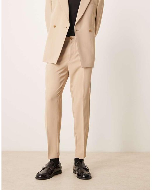 Pantalones De Traje De Corte Tapered De Tejido Texturizado De -Neutro ASOS de hombre de color Natural
