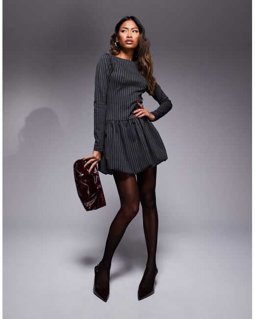 ASOS Black Long Sleeve Puff Ball Dress