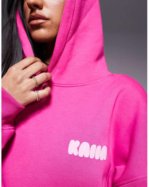 Sudadera Rosa Y Rosa Pastel Extragrande Con Capucha Y Logo Estampado En Relieve De (Parte De Un Conjunto) Kaiia de color Pink