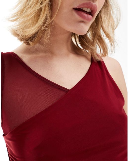 Vestido corto fruncido con detalle Reclaimed (vintage) de color Red
