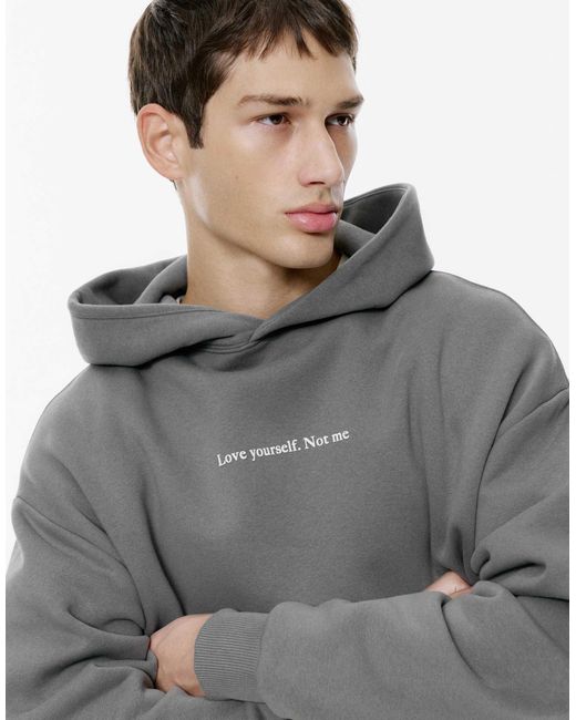Sweat à capuche avec slogan - chiné Pull&Bear pour homme en coloris Gray