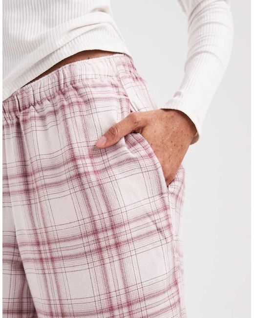 Hollister Pink baggy Flannel Pajama Bottoms
