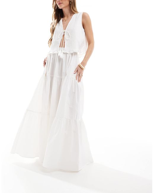 ASOS White Tiered Boho Maxi Skirt