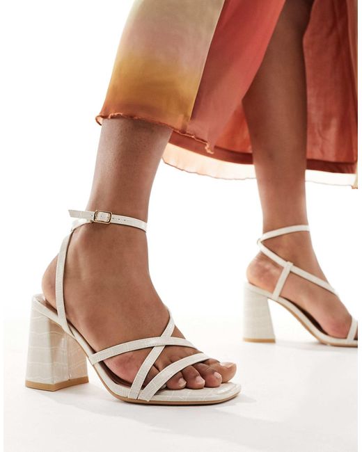 New Look Pink Block Heel Multi-Strap Sandal