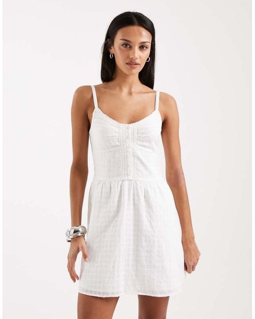 Hollister White Strappy Button Front Mini Dress
