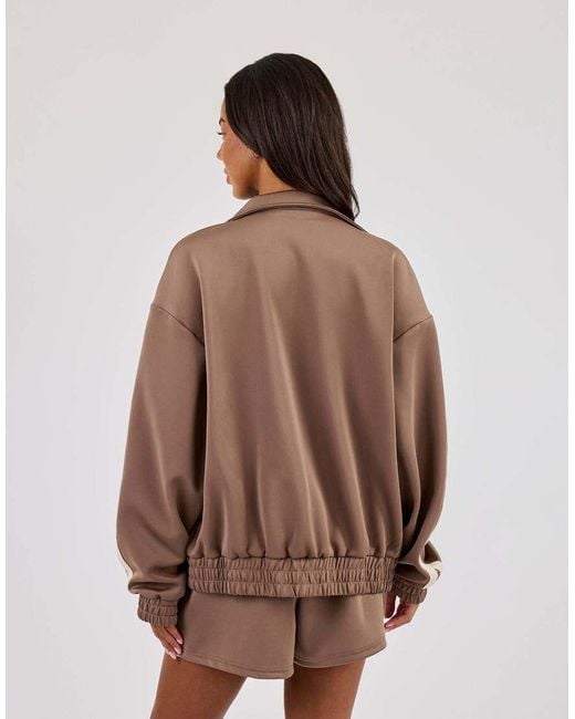 CERNUCCI Brown Funnel Neck Taping Zip Through Track Jacket