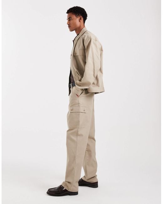 ASOS Natural Co-Ord Baggy Cargo Trousers for men