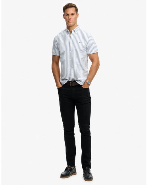 Superdry White Preppy Oxford Short Sleeve Shirt for men