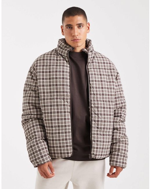 Cotton On – cropped-fit-pufferjacke in Brown für Herren