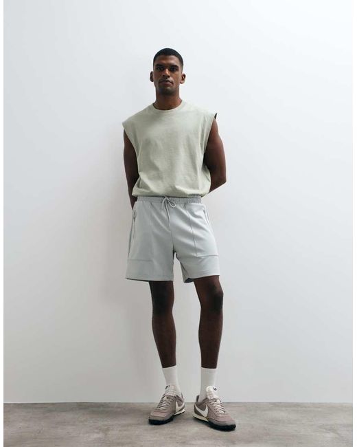 ASOS Gray Oversized Fit Zip Jersey Shorts for men