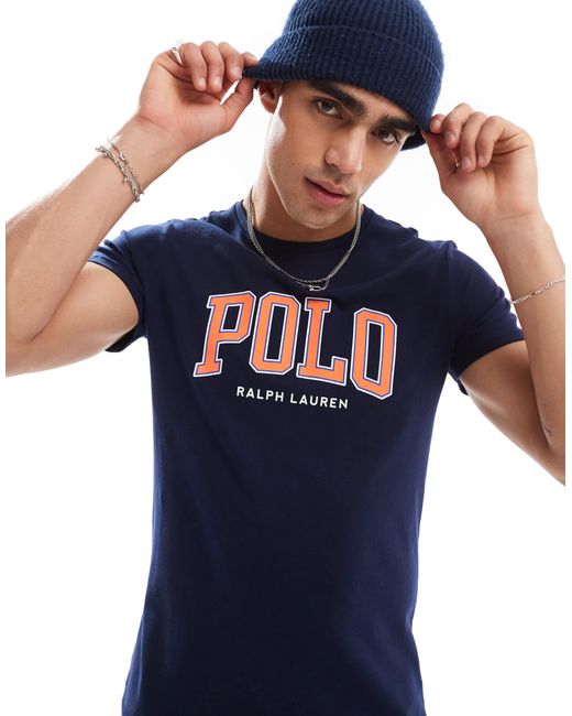 Polo Ralph Lauren Blue Chenile Logo Applique T-shirt for men