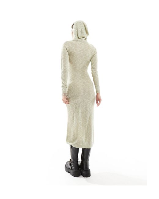 Collusion Natural Hooded Maxi Knitted Dress