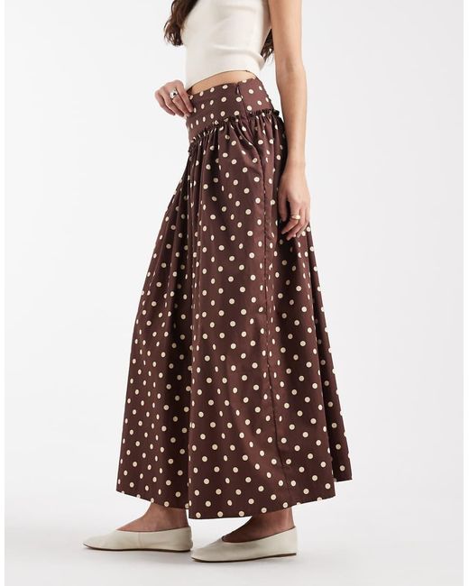 ASOS Brown Asymmetric Dropped Waist Maxi Skirt