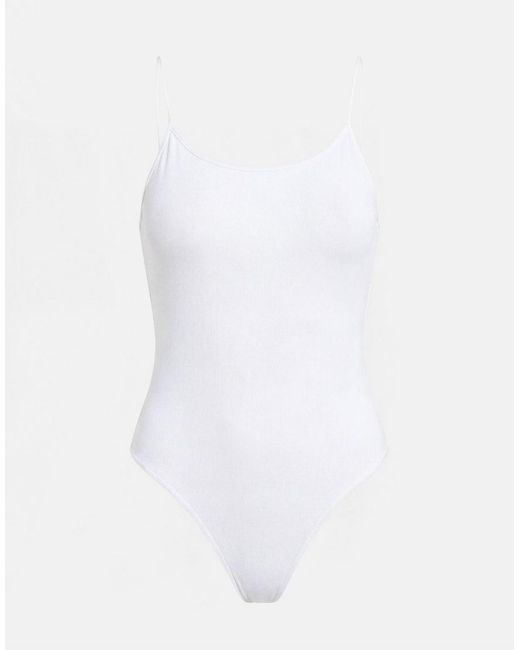 Pull&Bear White Basic Strappy Swimsuit