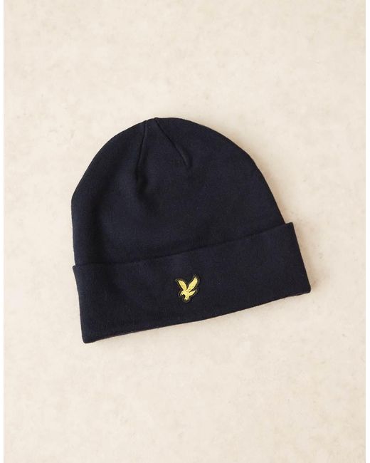 Lyle & Scott Blue Cotton Merino Beanie for men