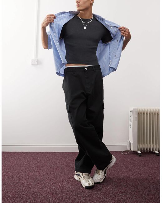 Obey – bigwig – weite cargohose aus twill in Black für Herren