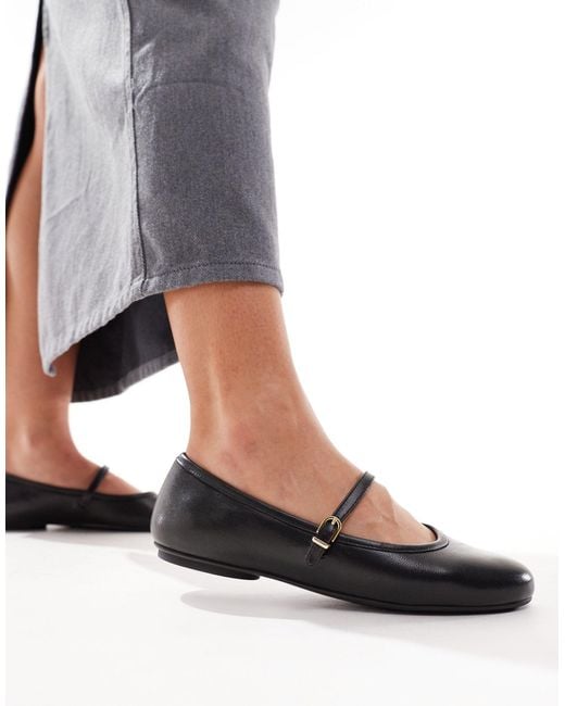 & Other Stories Black Leather Ballet Flats
