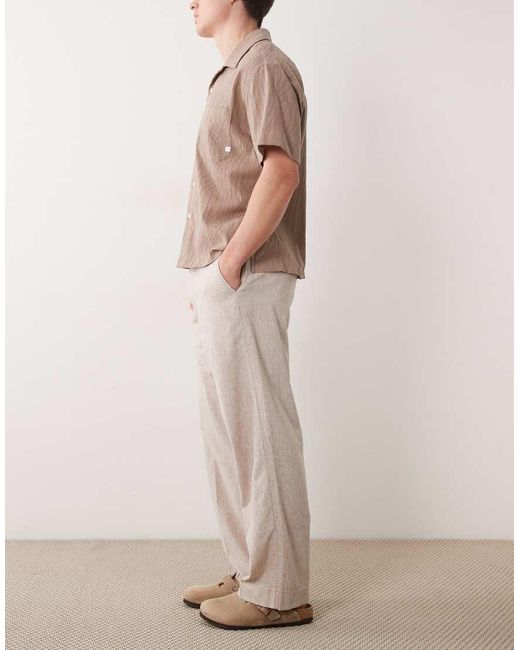 Abercrombie & Fitch Natural baggy Twill Linen Blend Trousers for men