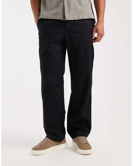 Gap Black Pull On Linen Mix Trousers for men