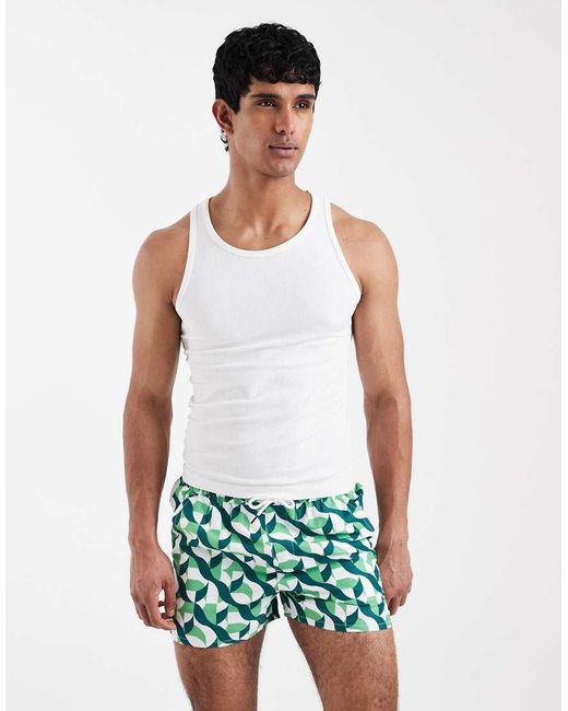 Aray White Geo Print Swimshort for men