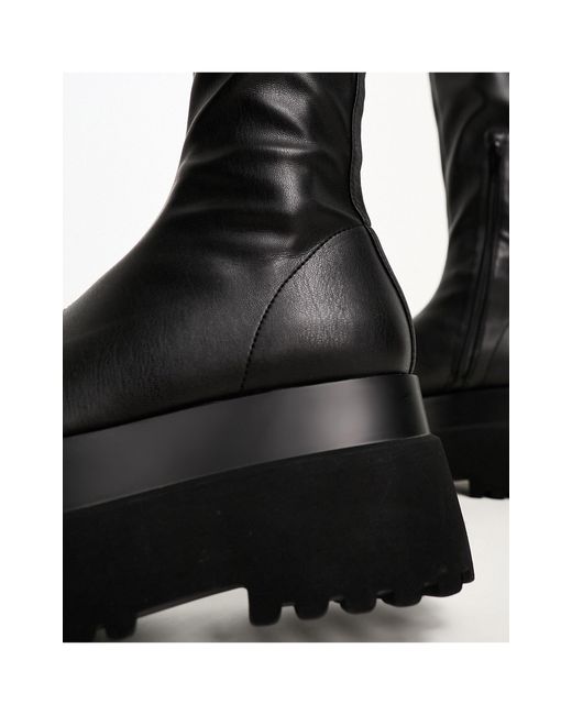 ASOS Black Conspire Flat Chunky Knee Boots