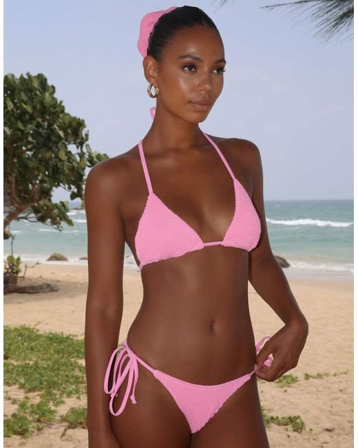 Moda Minx Pink Scrunch Tie Side Bikini Bottom