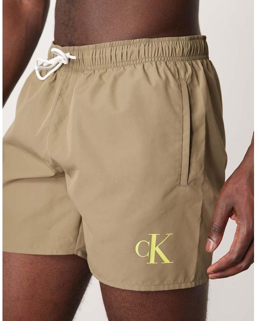 Calvin Klein Zwemshort Met Trekkoord En Logo in het Natural voor heren