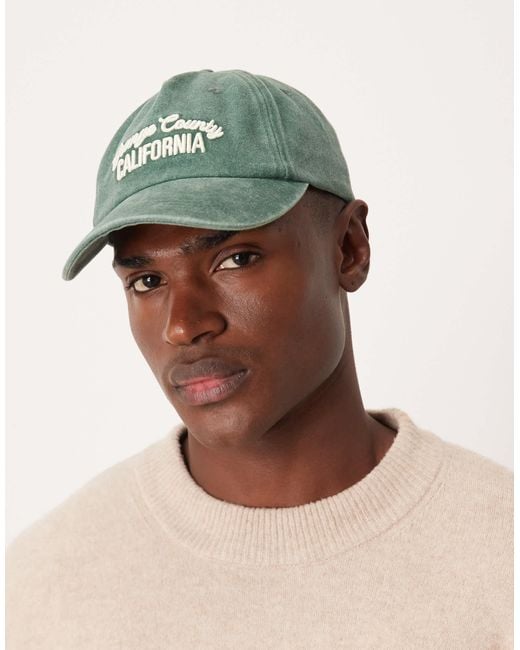 ASOS Green Washed Cap With Embroidery for men