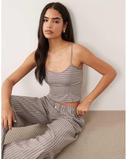 Missy Empire Gray Cotton Rich Scoop Neck Cami Top Co-Ord