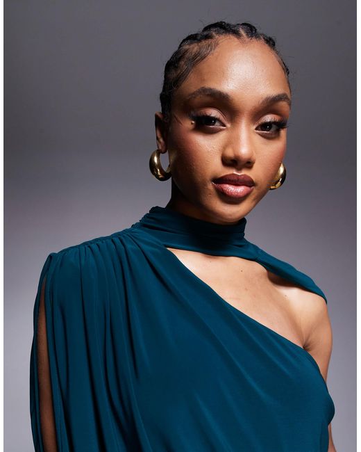 Asos design tall - robe longue drapée asymétrique ASOS en coloris Blue
