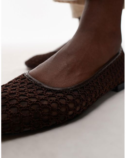TOPSHOP Brown Amara Crochet Mesh Ballet