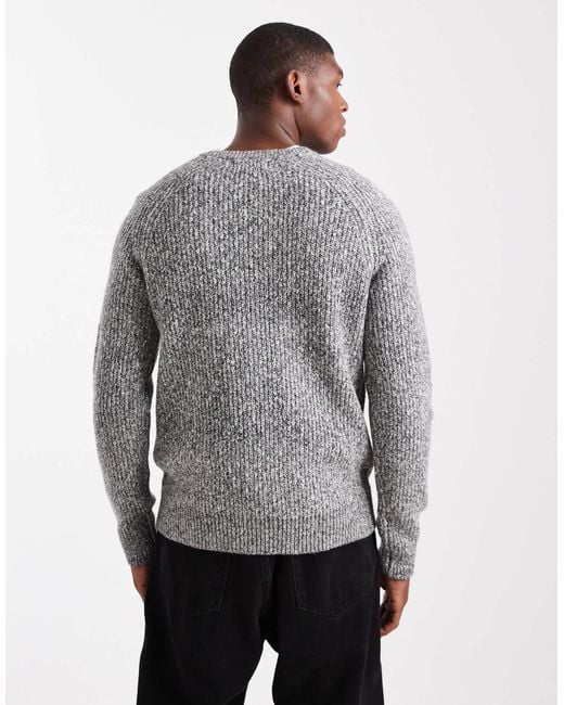 Threadbare Gray Crew Neck Rib Knit Sweater for men