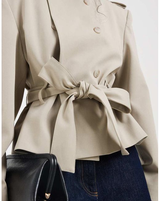ASOS Natural Extreme Shoulder Crop Trench