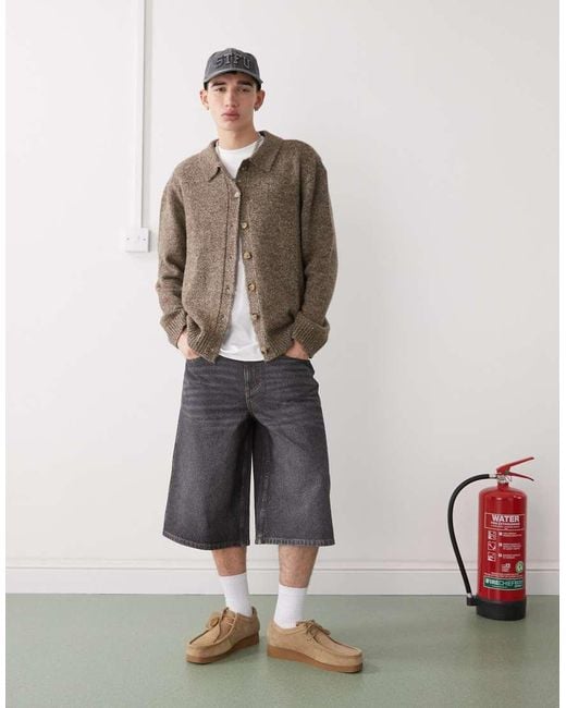Collusion Black Denim baggy Skater Jorts for men