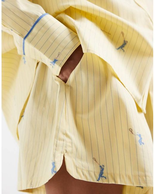 Lacoste Yellow Mini Tennis Player Print Shorts