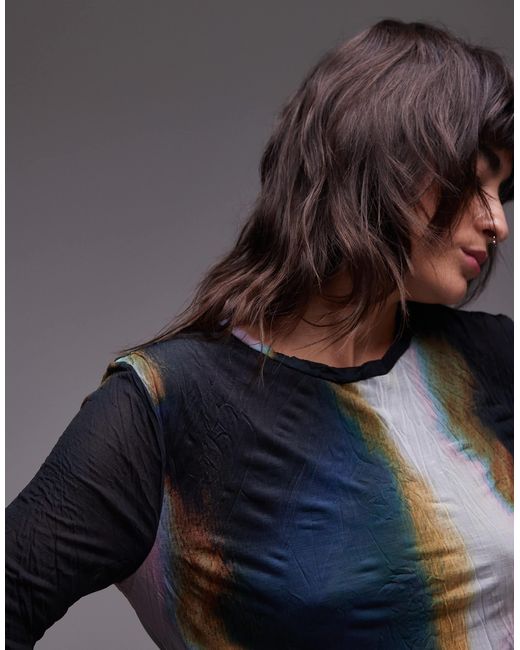 TOPSHOP Gray – langärmliges midaxi-kleid mit em farbverlauf