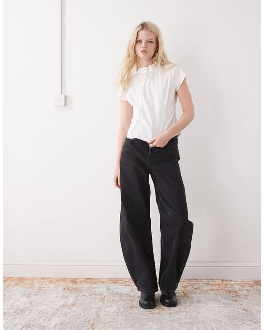 Collusion White Button Detail Fitted Blouse