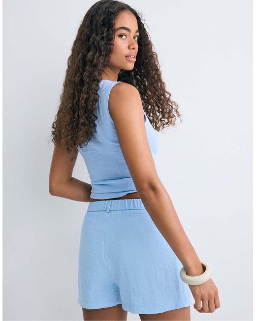 Stradivarius Blue Smart Rustic Shorts