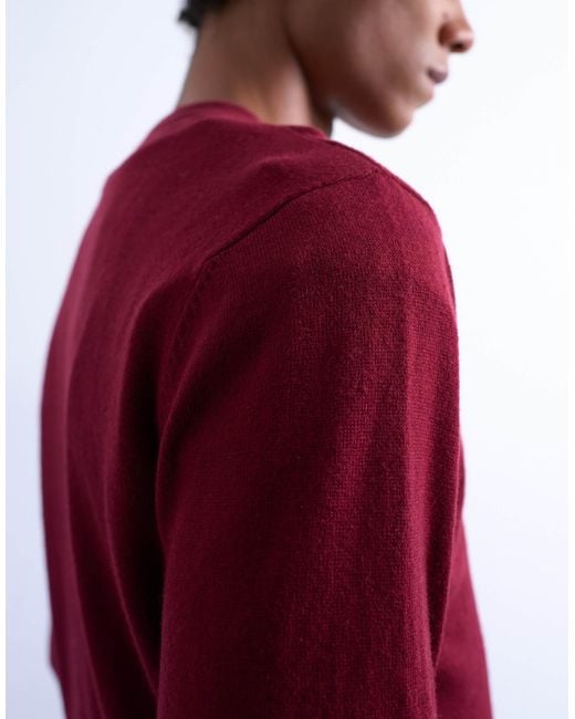 Topman Red Essential Knitted Crew Neck Jumper for men