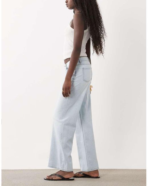 Mango White Teen Cross Waist Straight Jean