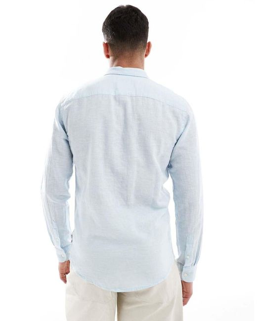Only & Sons Overhemd Van Linnenmix in het Blue voor heren