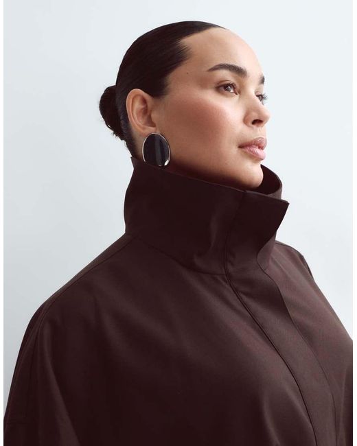 ARRANGE Brown Curve Funnel Neck Belted Jacket Co-Ord