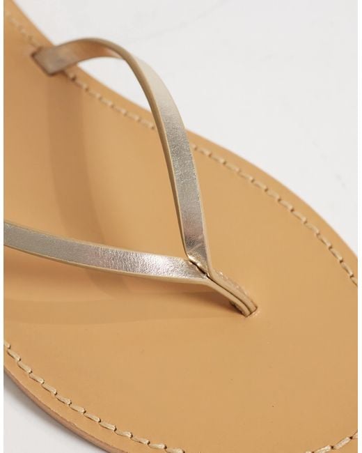 Mango Metallic Strappy Flat Sandals