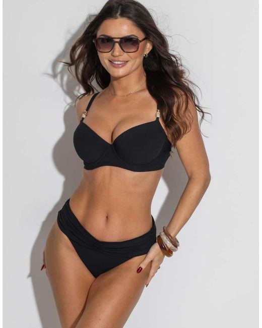 Pour Moi Black Tulum Luxe Matte Padded Underwired Bikini Top