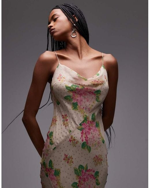 TOPSHOP Brown Double Layered Satin And Chiffon Maxi Slip Dress