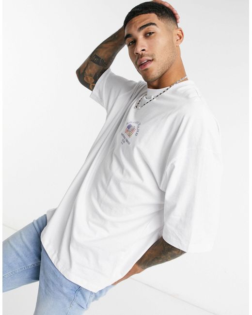 ASOS Oversized T-shirt With Chest & Back Tennis Print in White for Men |  Lyst UK