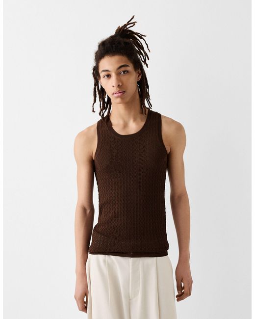 Bershka Brown Collection Knitted Vest for men