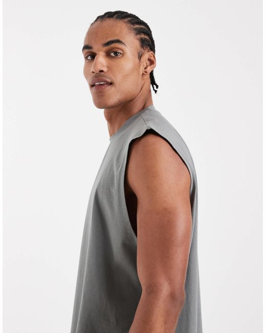 ASOS – basic-tanktop in Gray für Herren