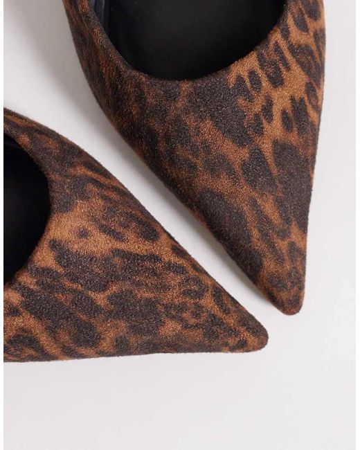ASOS Brown Wide Fit Surrey High Block Heel Slingback Pumps
