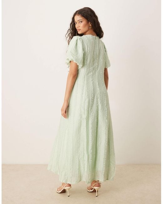Y.A.S Natural Textured Puff Sleeve Maxi Dress